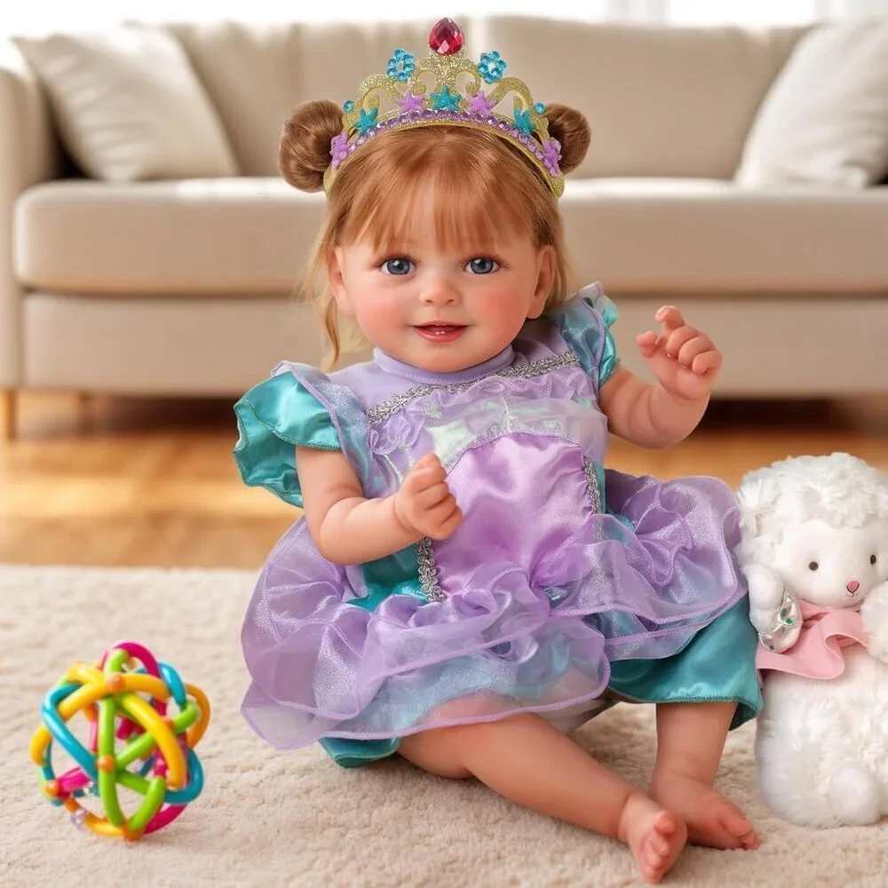 🆕18inch Weighted Cloth Body Newborn Baby Poseable Limbs Brown Hair Girl